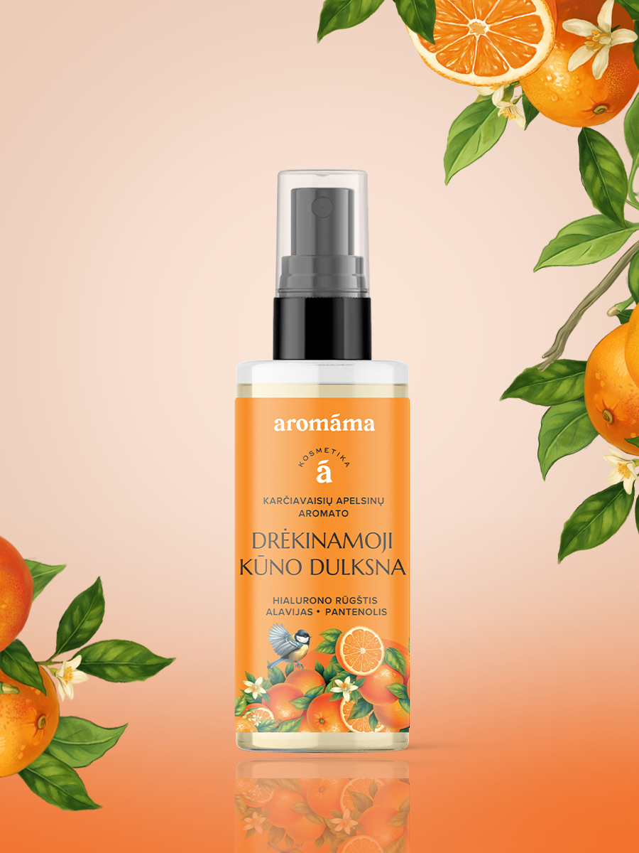 Karčiavaisių apelsinų aromato drėkinamoji kūno dulksna