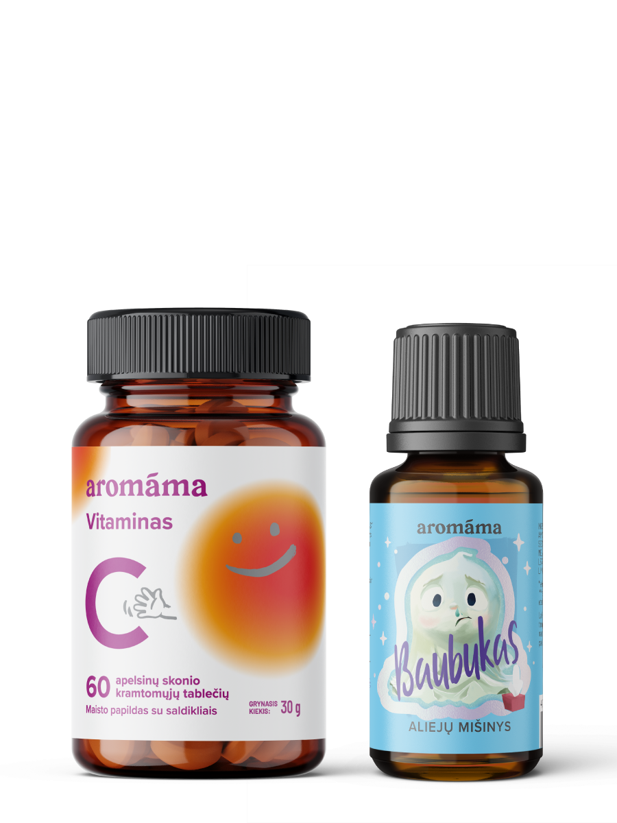 Kramtomojo vitamino C ir aliejų mišinio „Baubukas“ rinkinys