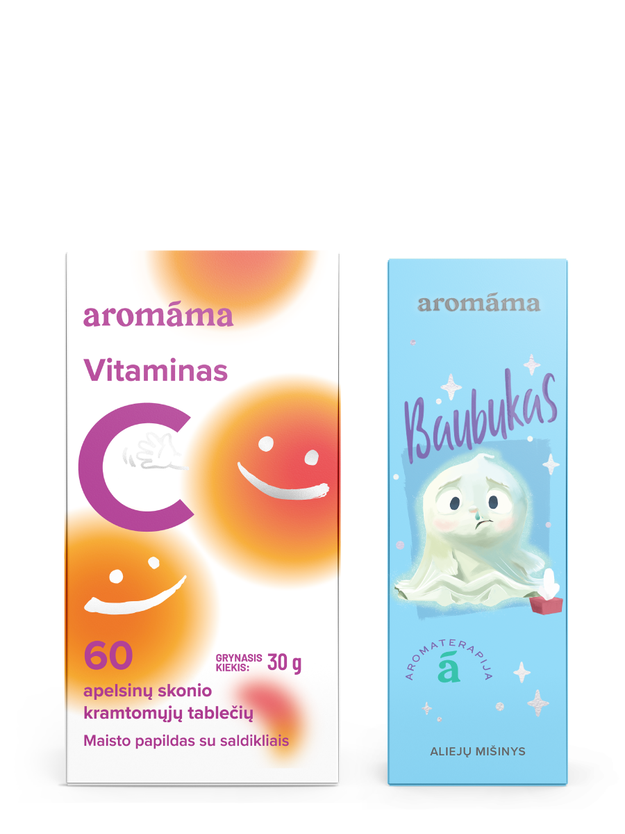 Kramtomojo vitamino C ir aliejų mišinio „Baubukas“ rinkinys