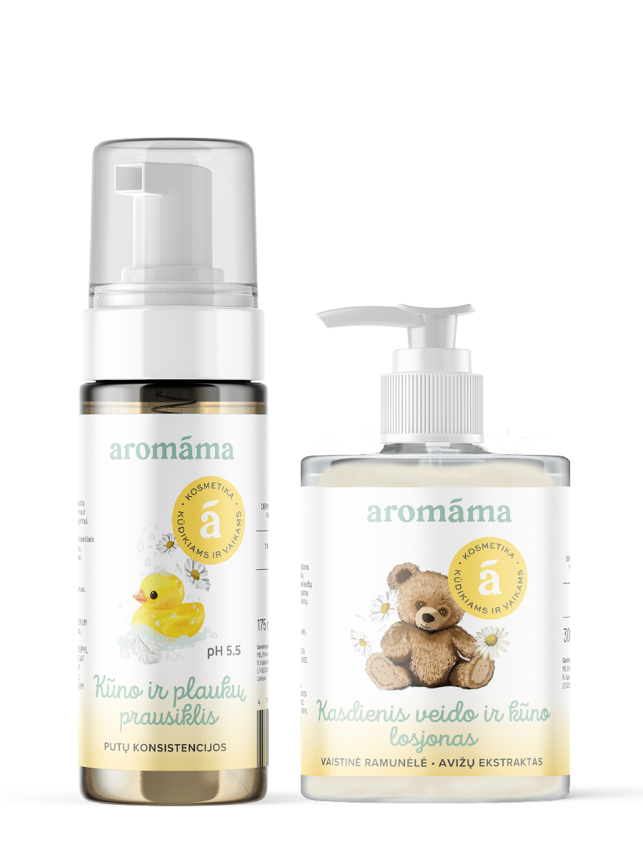 Kūno ir plaukų prausiklio bei kasdienio kūno ir veido losjono rinkinys