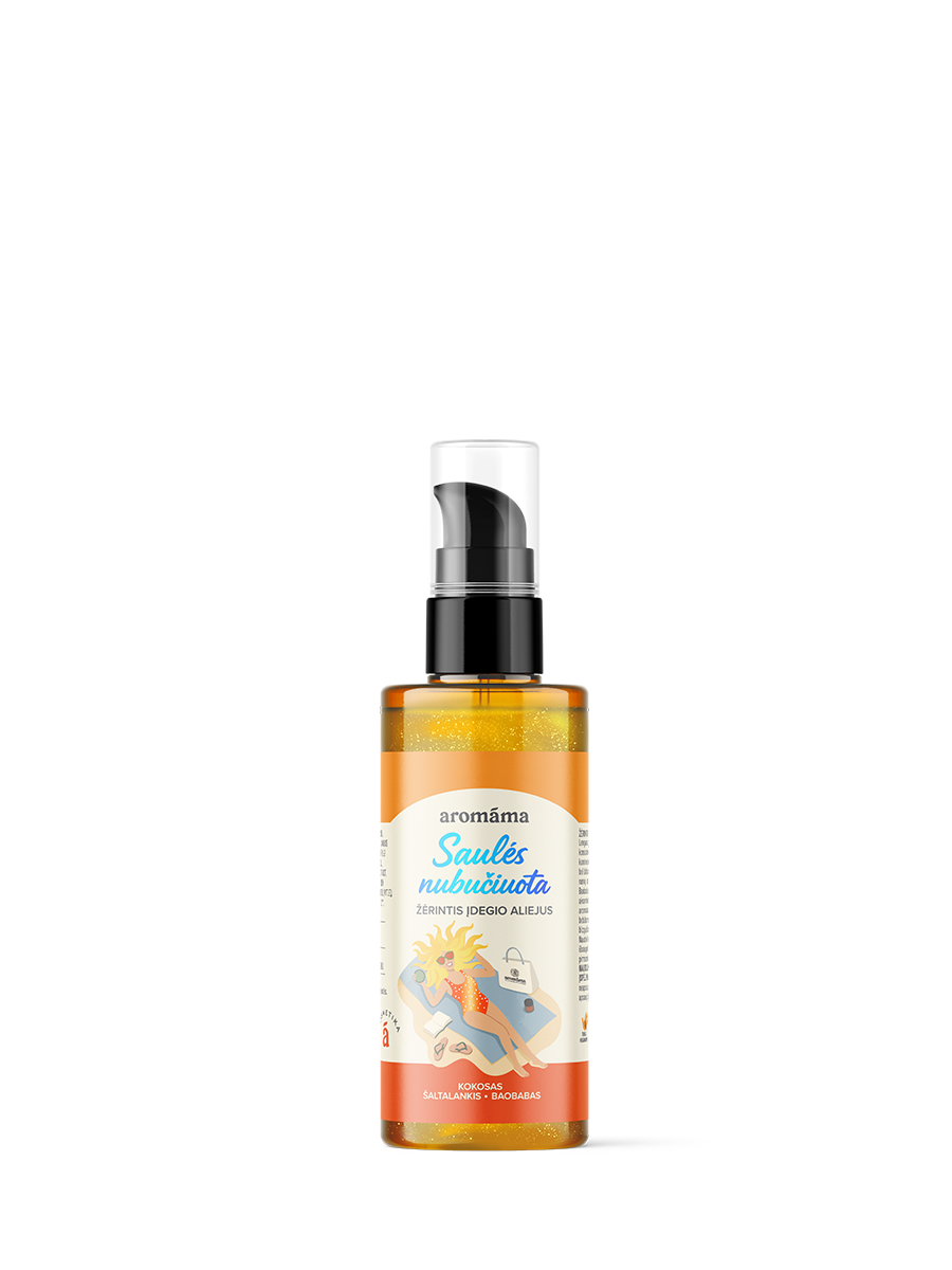 Įdegio aliejus „Saulės nubučiuota“ su žėručiu