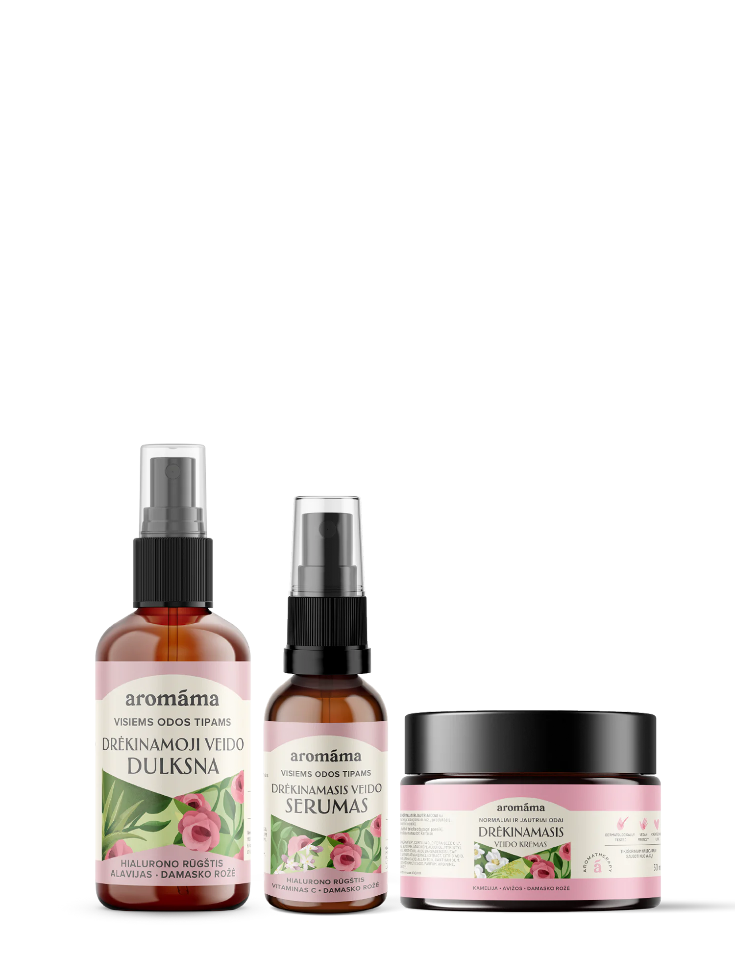 Drėkinamosios veido dulksnos, veido serumo ir drėkinamojo kremo rinkinys