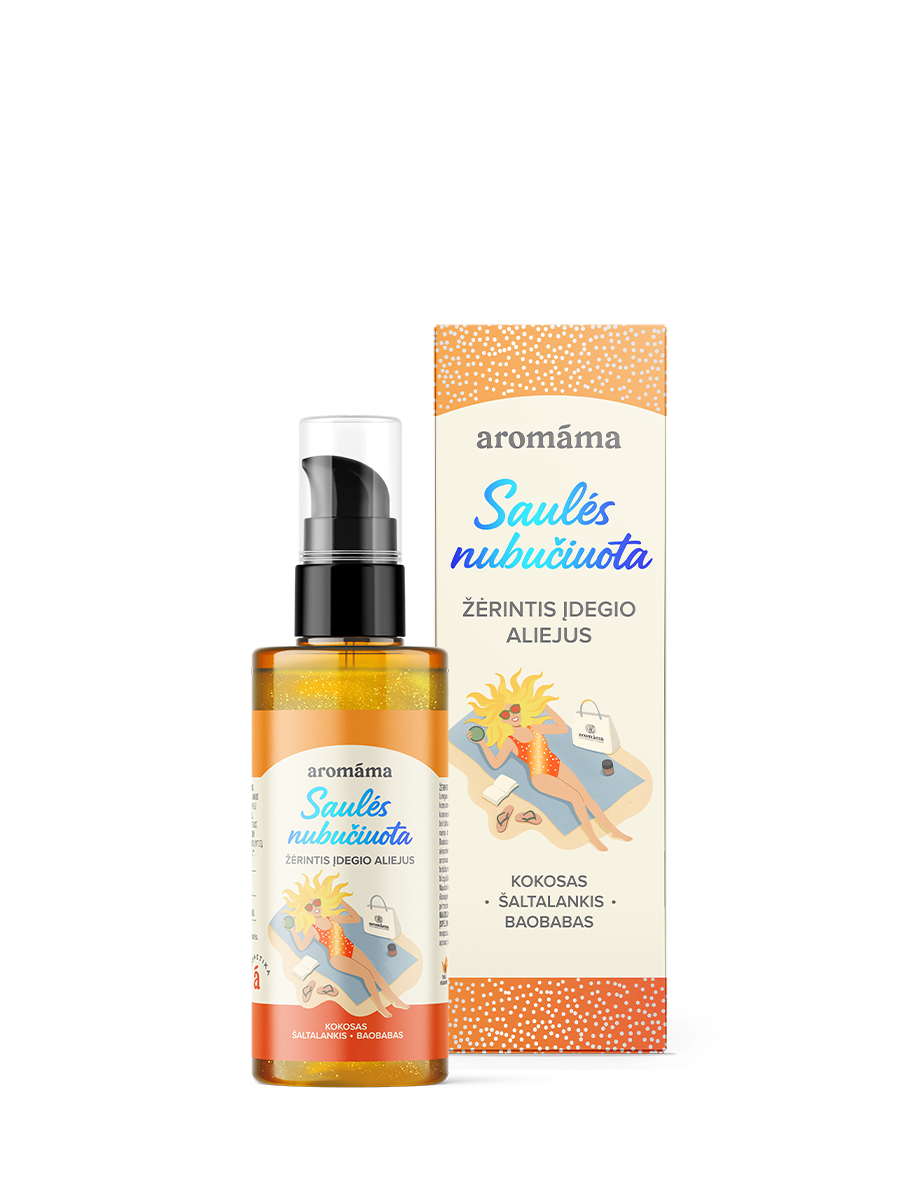 Įdegio aliejus „Saulės nubučiuota“ su žėručiu