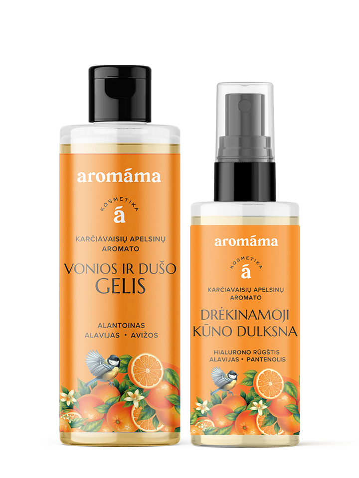 Karčiavaisių apelsinų aromato kūno puoselėjimo duetas