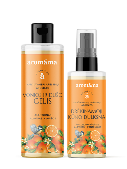 Karčiavaisių apelsinų aromato kūno puoselėjimo duetas