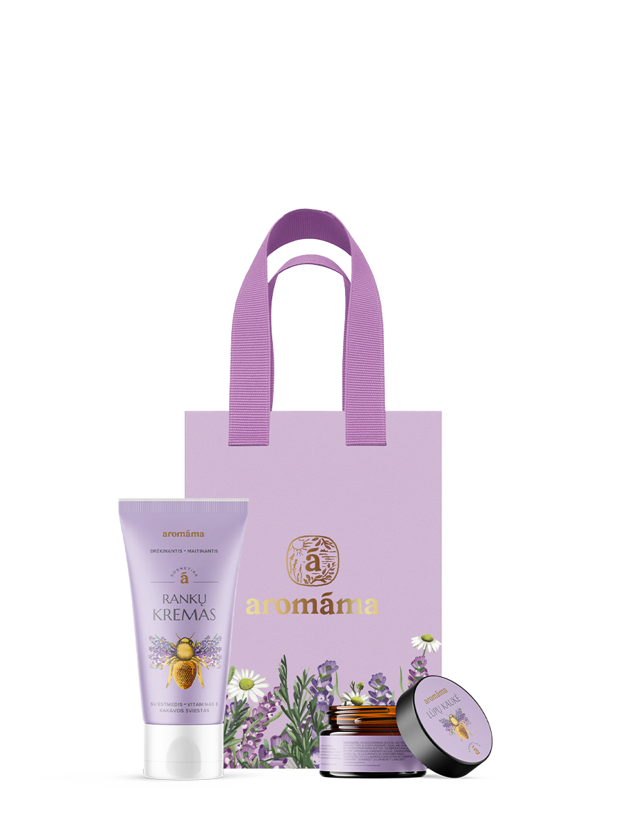 Levandų medaus aromato rankų kremo ir lūpų kaukės rinkinys