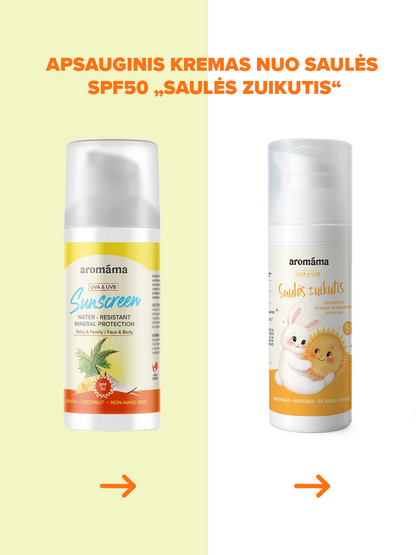 Apsauginis kremas nuo saulės SPF50 „Saulės zuikutis“