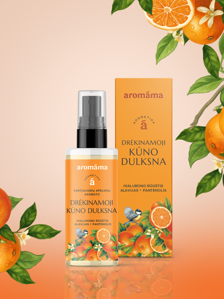 Karčiavaisių apelsinų aromato drėkinamoji kūno dulksna