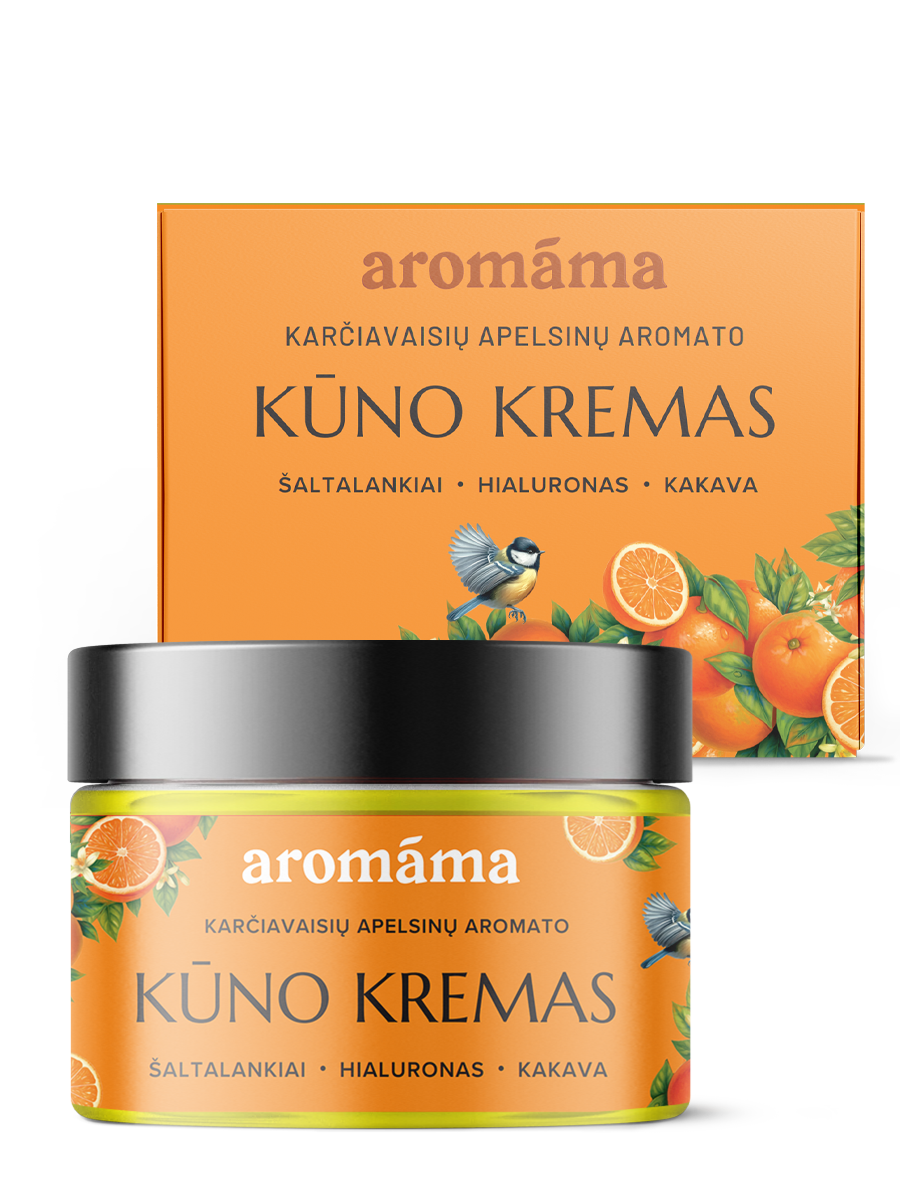 Karčiavaisių apelsinų aromato kūno kremas su dėžute