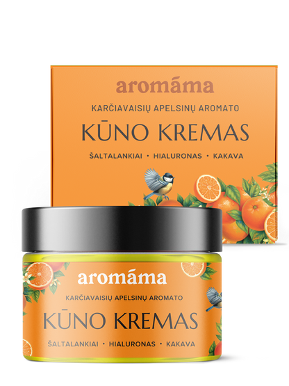Karčiavaisių apelsinų aromato kūno kremas su dėžute
