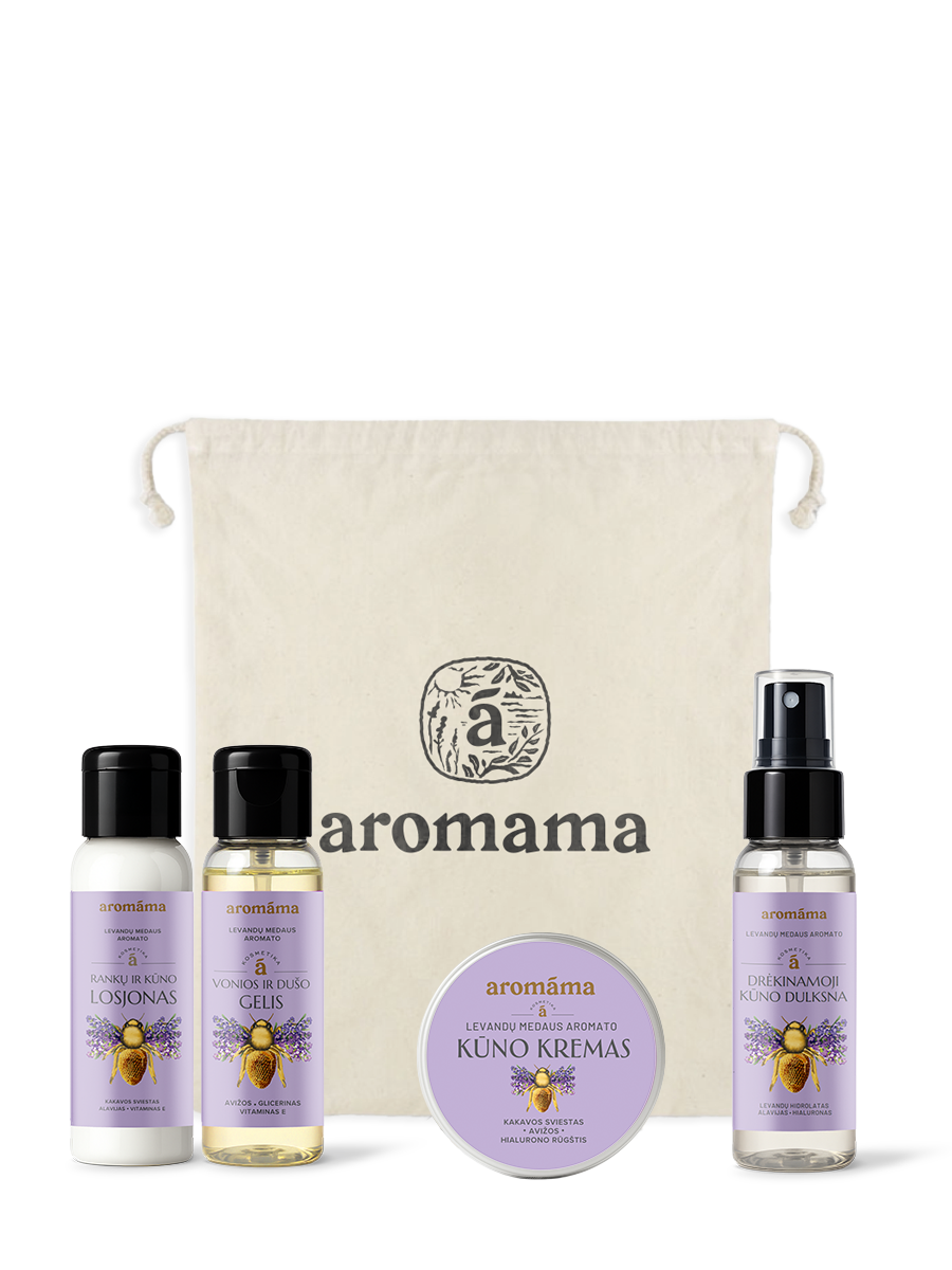 Levandų medaus aromato mini kūno odos priežiūros rinkinys