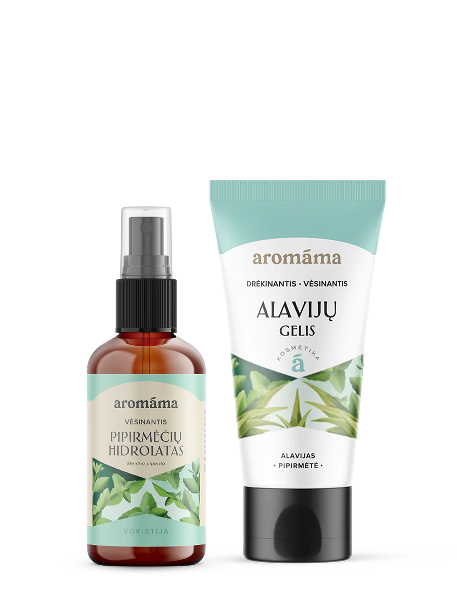 Pipirmėčių hidrolato ir drėkinančio, vėsinančio alavijų gelio rinkinys