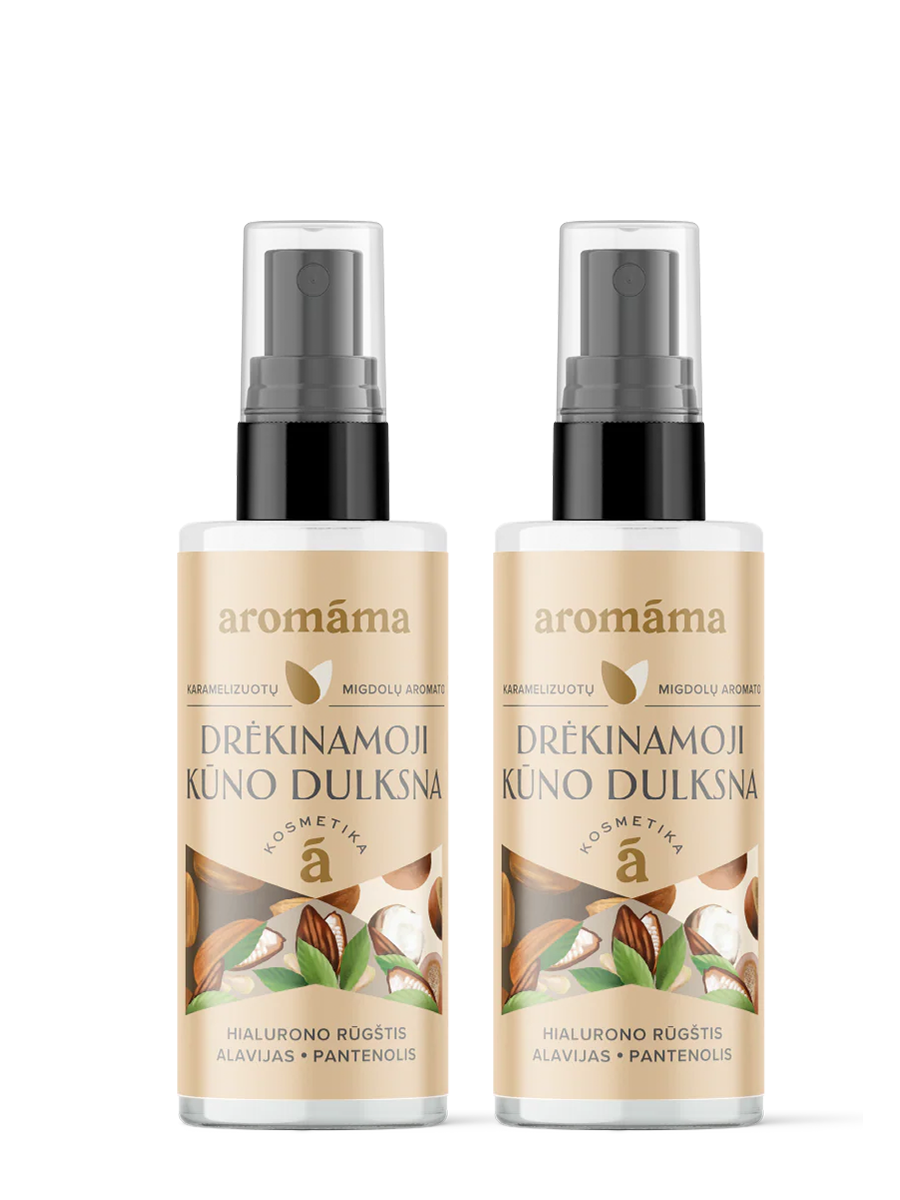 Karamelizuotų migdolų aromato drėkinamoji kūno dulksna