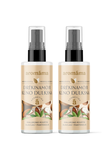 Karamelizuotų migdolų aromato drėkinamoji kūno dulksna
