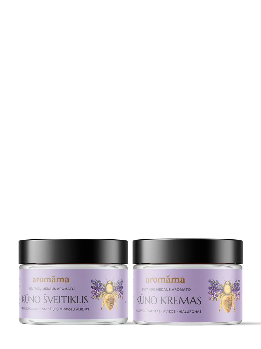 Levandų medaus aromato atkuriamasis kūno duetas